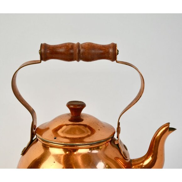 ODI Portugal Copper Teapot Wooden Handle Vintage - Picture 3 of 12